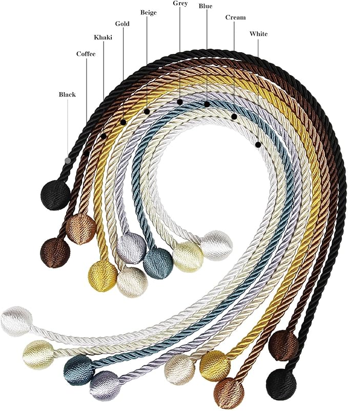 Curtain Tiebacks Outdoor Elegant Decorative Tie Backs Modern Rope Tiebacks for Drapes Window Curtain Holdbacks for Draperies (Khaki, 2)
