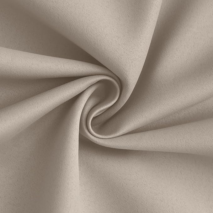Yakamok 100% Blackout Curtain Panels 96 inches Cold and Light Blocking Drapes for Nursery, 2 Thick Layers Thermal Insulated Draperies (2 Pieces, 50 Wide Each Panel, Natural Front with White Backing)