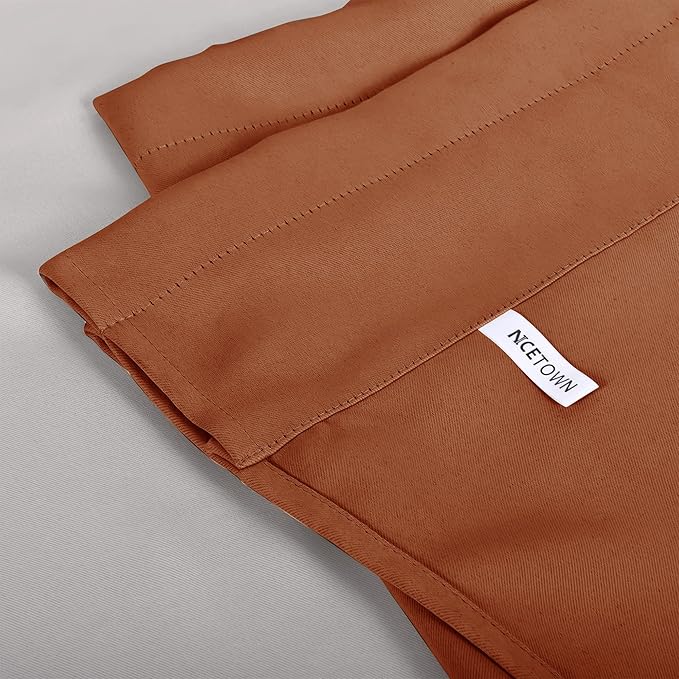 NICETOWN Farmhouse Valance for Kitchen Window - 42 inches by 18 inches Thermal Insulated Scalloped Rod Pocket Kitchen Curtain Tiers Drapery Panel for Home Decor, Burnt Orange, 1 Panel