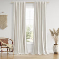 Guken Boho 100% Blackout Linen Curtains 84 Inch Long 2 Panels Set for Living Room Bedroom Black Out Curtain with Back Tab Room Darkening Winter Thermal Insulated Window Drape, 52x84