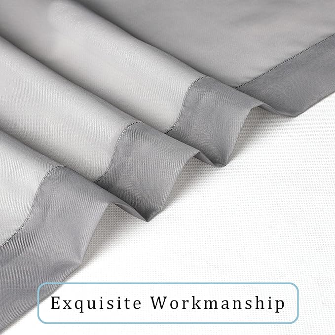 OWENIE Sheer Curtains 96 Inch Length, Elegant Sheer Curtains for Bedroom, Window Voile Sheer Curtain Panels/Drapes/Treatment for Living Room, 2Pcs, Each 42" W x 96" L, Charcoal Gray