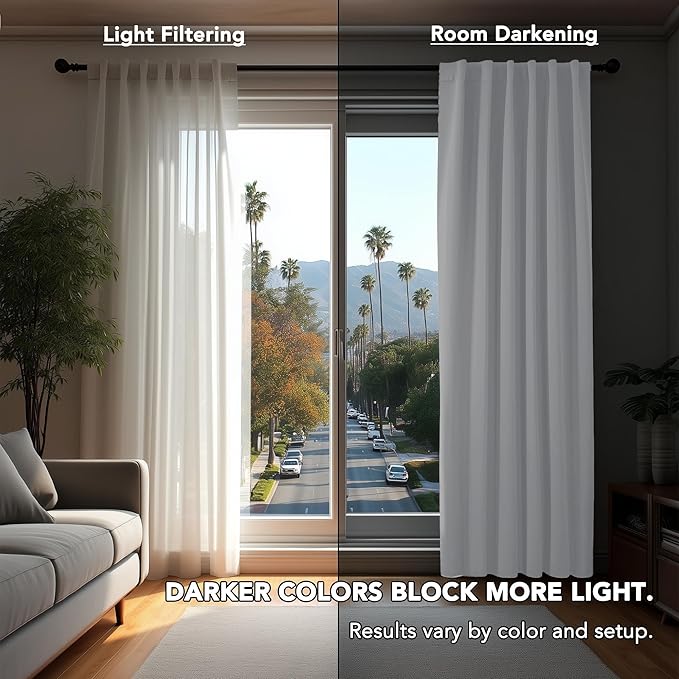 Deconovo Room Darkening Curtains, Thermal Insulated Noise-Reducing Window Panels for Bedroom, Living Room and Home Office, 2 Panels, Pure White, 42W x 72L Inch
