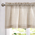 jinchan Valance Curtain Linen Textured Striped Window Curtain for Living Room Light Filtering Farmhouse Valance for Kitchen Rod Pocket 1 Panel 16 Inch Tan on Linen 1 Panel
