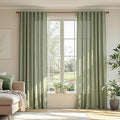 MYSKY HOME Sage Green Curtains for Beroom Liivng Room 84 Inch Length 2 Panels Set, Semi Sheer Soft Touch Light Filtering Drapes for Sliding Glass Door Farmhouse Boho Curtain, 50" Wide, 2 PCs