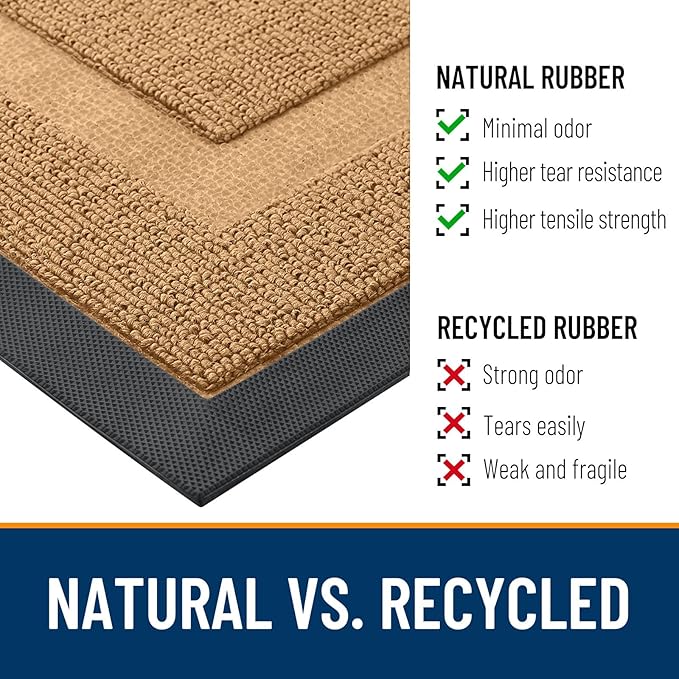 OLANLY Front Door Mat Indoor Outdoor Entrance, Waterproof All-Season, All-Weather Doormat, Sturdy Natural Rubber, Low Profile, Easy Clean Patio Porch Entryway Mat, 59x23, Butter Yellow