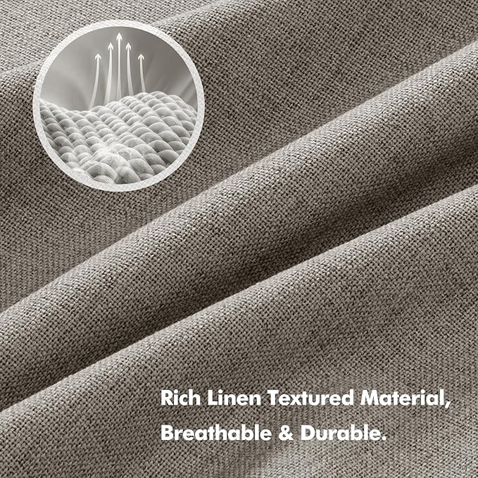MIULEE 100% Blackout Curtains for Bedroom, Linen Solid Luxury Decor Thermal Insulation Room Darkening Drapes for Living Room Nursery Back Tab Rod Pocket 42 x 84 Inches, 2 Panels,Greige