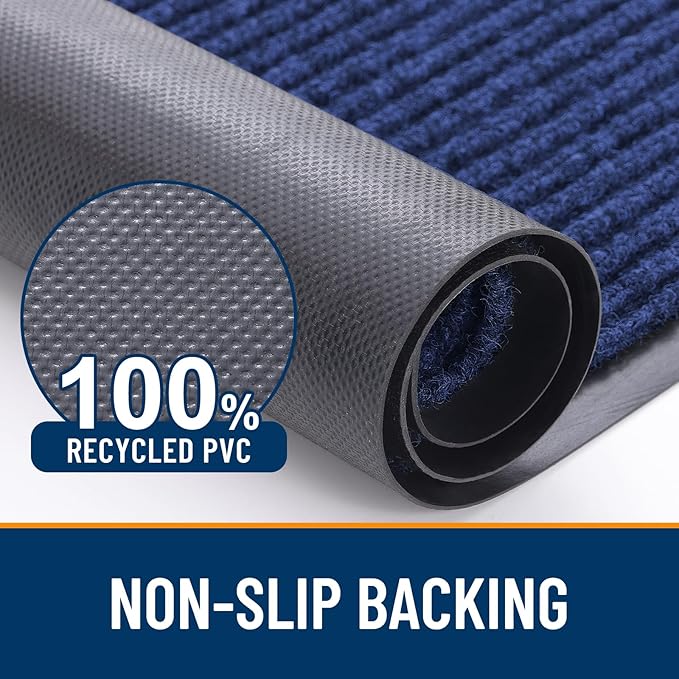 OLANLY Front Door Mat Indoor Outdoor Entrance, 2-Pack 71 x 47 Inch, Waterproof Heavy Duty Doormat, Fade Resistant, Low Profile, Easy Clean Patio Porch Welcome Floor Mats for Entry, Blue