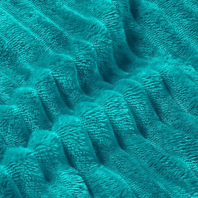 BEDELITE Fleece Throw Blanket for Couch – 3D Ribbed Jacquard Soft and Warm Decorative Fuzzy Blanket – Cozy, Fluffy, Plush Lightweight Blue Throw Blankets for Bed, Sofa, 50x60 inches
