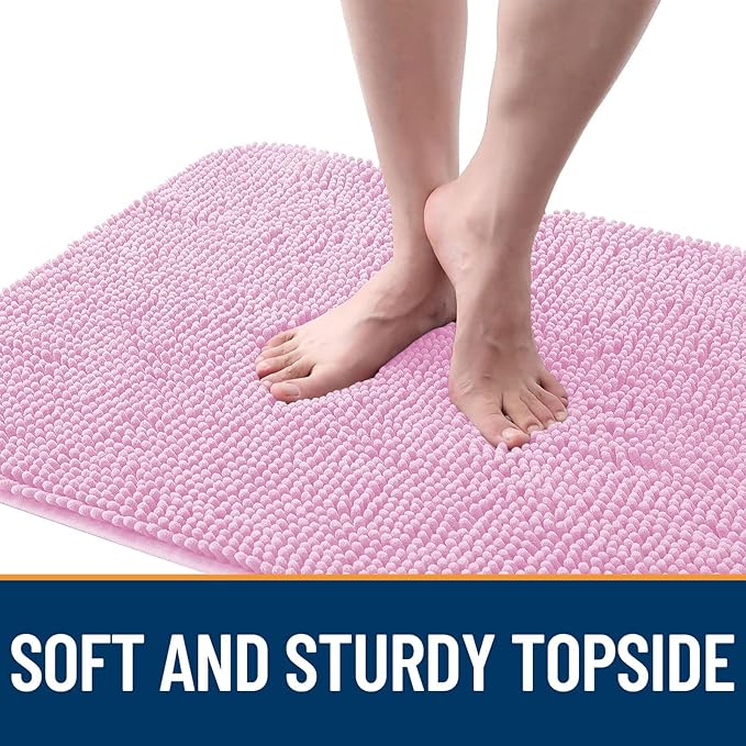 OLANLY Dog Door Mat for Muddy Paws 32x20, Absorbs Moisture and Dirt, Absorbent Non-Slip Washable Doormat, Quick Dry Chenille Mud Mat for Dogs, Entry Indoor Entryway Carpet for Inside Floor, Pink