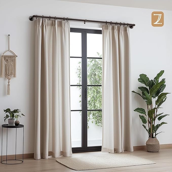 Zeerobee Curtain Rods for Windows 66 to 120, 1 Inch Industrial Wrap Around Antique Bronze Curtain Rod, Indoor/Outdoor Room Divider Adjustable Drapery Pole, 66"-120"
