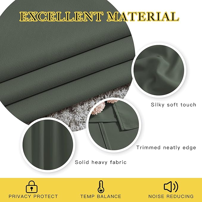 NICETOWN Room Darkening Curtains for Room Divider, Grommet Thermal Curtains Light & Sound Reducing Window Treatments for Sliding Glass Door, W66 x L110, Dark Mallard, 2 Panels
