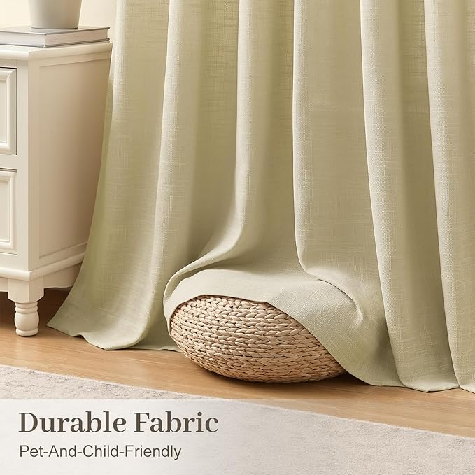 IVAPUPU 60 Inch Extra Width Pinch Pleat Curtains for Living Room, Linen Sheer Pleated Curtain Light Filtering Privacy Back Tab Drapes with Hooks Rings for Sliding Door, 1 Panel, W60xL102, Grey Beige