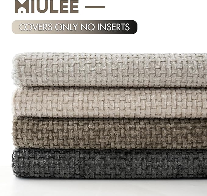 MIULEE Pack of 4 Couch Throw Pillow Covers 20x20 Inch Neutral Soft Decorative Chenille Pillow Covers Farmhouse Boho Cushion Covers for Mid Century Modern Spring Home Decor Sofa Bedroom Living Room