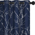 Deconovo Blackout Curtains, Navy Blue Curtain, Thermal Insulated Soundproof Drapes, Branch Silver Print, 52 x 108 Inch Long, Machine Washable Grommet Panels for Sliding Door Bedroom Home, Set of 2