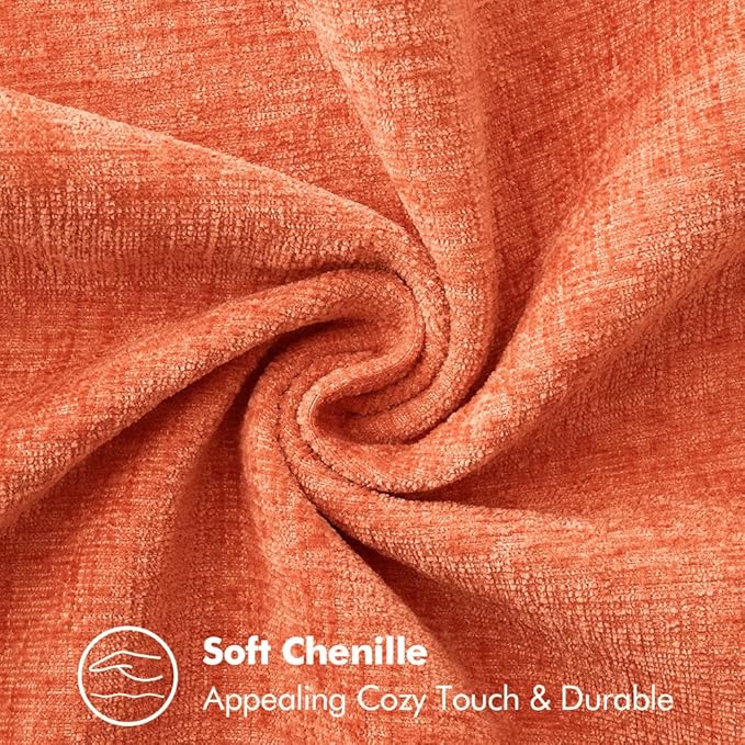 MIULEE Pack of 2 Couch Throw Pillow Covers 20x20 Inch Coral Red Farmhouse Decorative Pillow Covers with Stitched Edge Soft Chenille Solid Dyed Pillow Covers for Sofa Bed Living Room