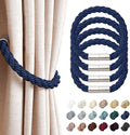 NICEEC 4 Pack Strong Magnetic Curtain Tiebacks Modern Simple Style Drape Tie Backs Convenient Decorative Weave Rope Curtain Holdbacks for Thin or Thick Home & Office Window Draperies (Royal Blue)