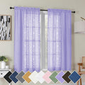Simplebrand Lavender Semi Sheer Curtains 45 Inch Length 2 Panels, Geometric Jacquard Clip Textured Short Sheer Curtains for Bedroom，Modern Elegant Window Curtains Drapes/Treatment Sheer，42x45 inch