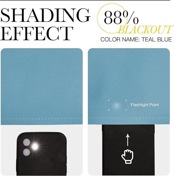 NICETOWN Bedroom Curtains Blackout Drapery Panels, 2 Panels, 70 x 108 inches, Teal Blue, Three Pass Microfiber Thermal Insulated Solid Ring Top Blackout Window Curtains/Drapes