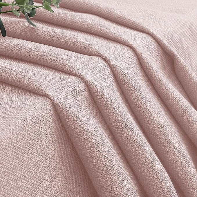 OWENIE Bob Valance Curtains 18 Inch Length 1 Piece, Faux Linen Slub Solid Blush Kitchen Valance for Bedroom Living Room, Farmhouse Soft Airy Rod Pocket Small Window Curtain, Each 60Wx18L Inch