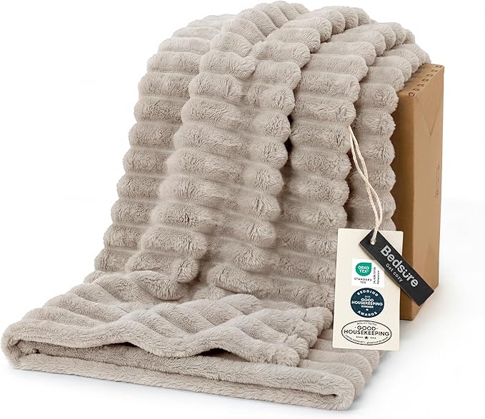 Bedsure GentleSoft Light Brown Throw Blanket for Couch - Cozy Soft Fleece Blankets for Women, Cute Small Throws for Girls, 50x60 Inches