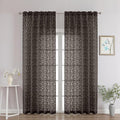 Chyhomenyc Chocolate Sheer Curtains 90 Inch Length 2 Panels Set, Light Filtering Tufted Textured Soft Airy Rod Pocket Gentle Leaf Window Treatment Drapes for Bedroom Living Room, 52" Wx90 L, 2PCS