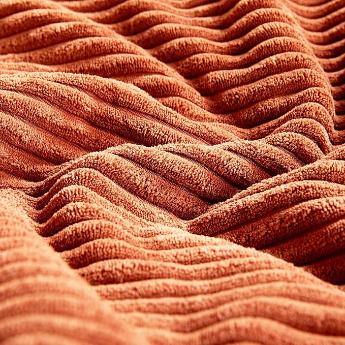 Fancy Homi 2 Packs Burnt Orange Samll Fall Decorative Throw Pillow Covers 14x14 Inch with for Couch Bed Sofa, Farmhouse Boho Home Decor, Soft Corss Patchwork Corduroy Square Cushion Case 35x35 cm