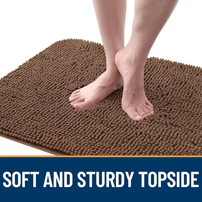 OLANLY Dog Door Mat for Muddy Paws 47x32, Absorbs Moisture and Dirt, Absorbent Non-Slip Washable Doormat, Quick Dry Chenille Mud Mat for Dogs, Entry Indoor Entryway Carpet for Inside Floor, Mocha