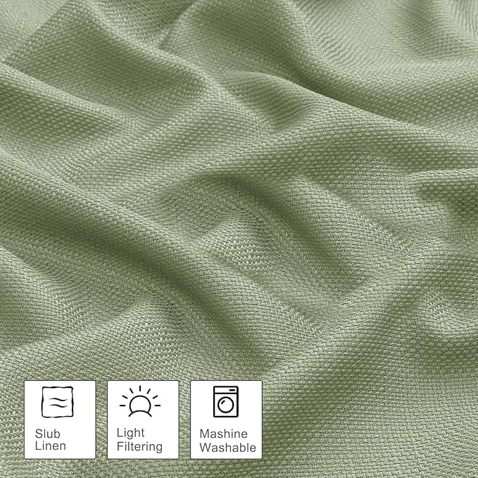 OWENIE Bob 1 PCS Green Valances for Windows, Faux Linen Textured Kitchen Window Curtains Valance for Bedroom Living Room, Modern Soft Airy Solid Rod Pocket Bathroom Cafe Curtain, 60Wx20L Inch