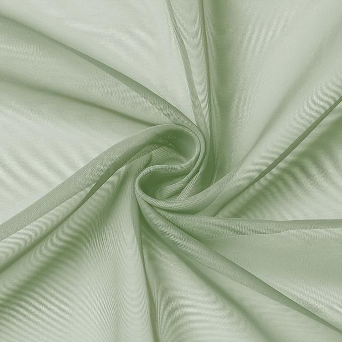 Cafe Curtains 36 Inch Length Tier 2 Pieces, Modern Soft Airy Sheer Kitchen Short Curtains for Small Window, Rod Pocket Small Curtain for Bathroom Basement, Sage Green, Each, 42"Wx36"L Inches