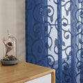 OWENIE Furman Blue Sheer Curtains 45 Inch Length 2 Panels Set for Living Room Bedroom Bathroom Window, Airy Jacquard Clip Short Curtains for Small Window, 2 Pcs Each 40Wx45L inch