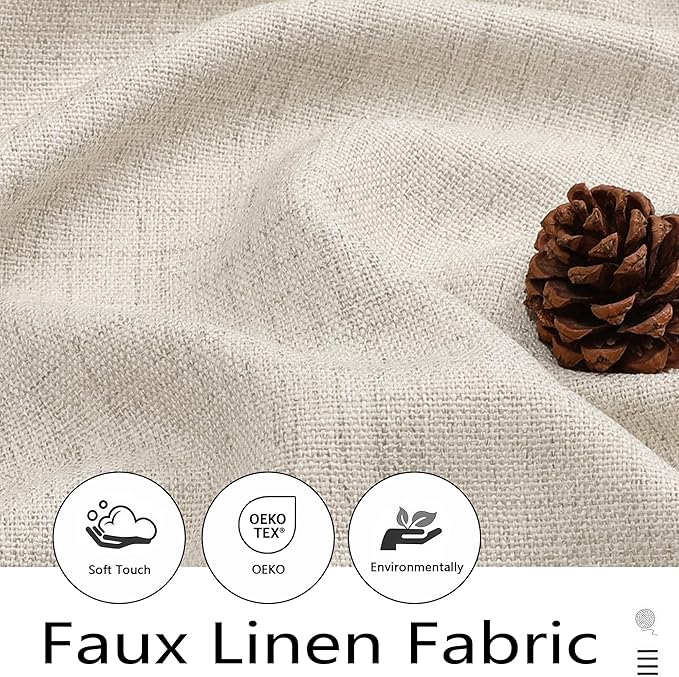 Valances for Windows, Light Filtering Faux Linen Textured Small Short Valance Curtains for Bathroom Basement Farmhouse, Rod Pocket Top Half Curtains for Windows, Natural 52Wx12L Inch