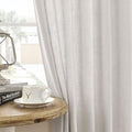 Joydeco Linen Curtains for Living Room,Light Filtering Rod Pocket Back Tab Semi Sheer Drapes Window Long Curtains 96 inches Long Blanc de Blanc