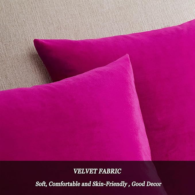 GIGIZAZA Throw Pillow Covers 22x22 Inch Hot Pink Velvet Pillows Decorative Covers Pack of 2 for Sofa Pillowcase Cushion Covers