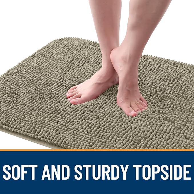 OLANLY Dog Door Mat for Muddy Paws 44x32, Absorbs Moisture and Dirt, Absorbent Non-Slip Washable Doormat, Quick Dry Chenille Mud Mat, Entry Indoor Entryway Carpet for Inside Floor, Warm Taupe