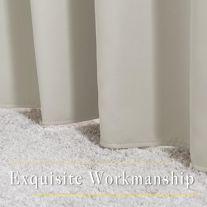 NICETOWN Natural Room Darkening Curtains for Living Room, Grommet Thermal Curtains Light & Sound Reducing Window Treatments for Bedroom/Home Family, W46 x L102