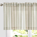 jinchan Striped Valance Farmhouse Window Treatment Linen- Polyester Textured Drapes for Small Windows Kitchen Living Room RV Vintage Light Filtering Valance 16 Inch Rod Pocket 1 Panel Green on Beige