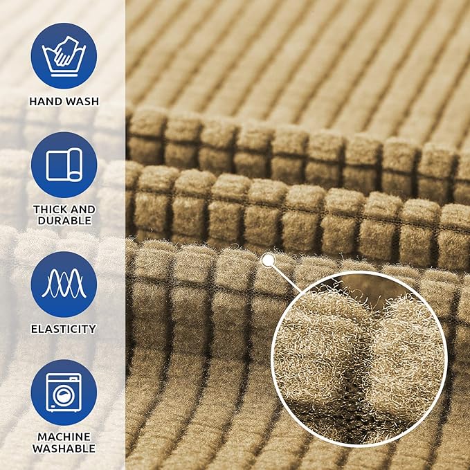 KEKUOU Stretch Oversized Sofa Slipcover 1 Piece Couch Sofa Cover (94"-110") Furniture Protector 4 Seater Sofa with Elastic Bottom for Kids,Pet.Jacquard Checked Pattern Fabric(X Large,Tan)