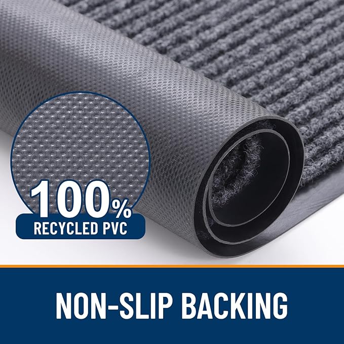 OLANLY Front Door Mat Indoor Outdoor Entrance, 2-Pack 71 x 23 Inch, Waterproof Heavy Duty Doormat, Fade Resistant, Low Profile, Easy Clean Patio Porch Welcome Floor Mats for Entry, Grey