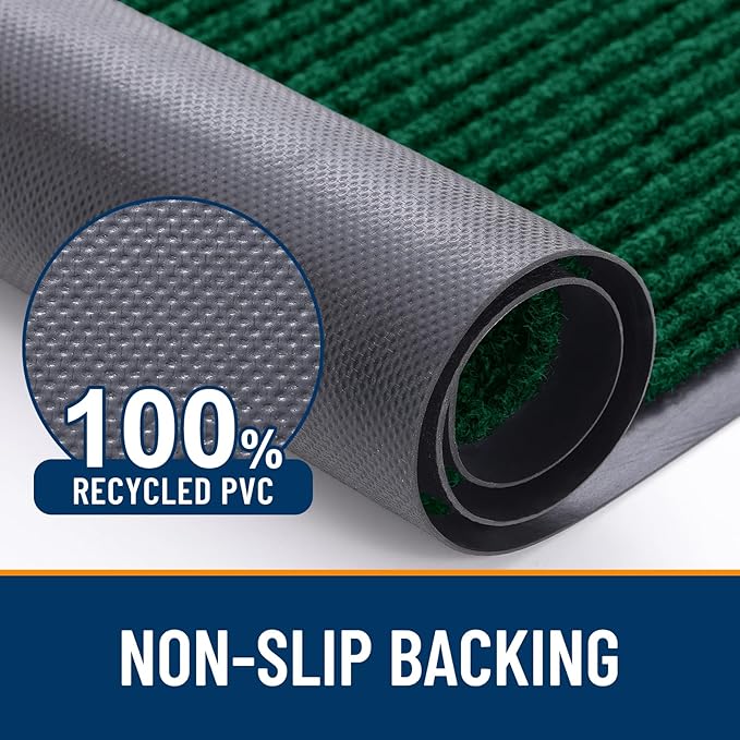 OLANLY Front Door Mat Indoor Outdoor Entrance, Waterproof Heavy Duty Doormat, Fade Resistant, Low Profile, Easy Clean Patio Porch Welcome Floor Mats for Entry, 47x34, Green