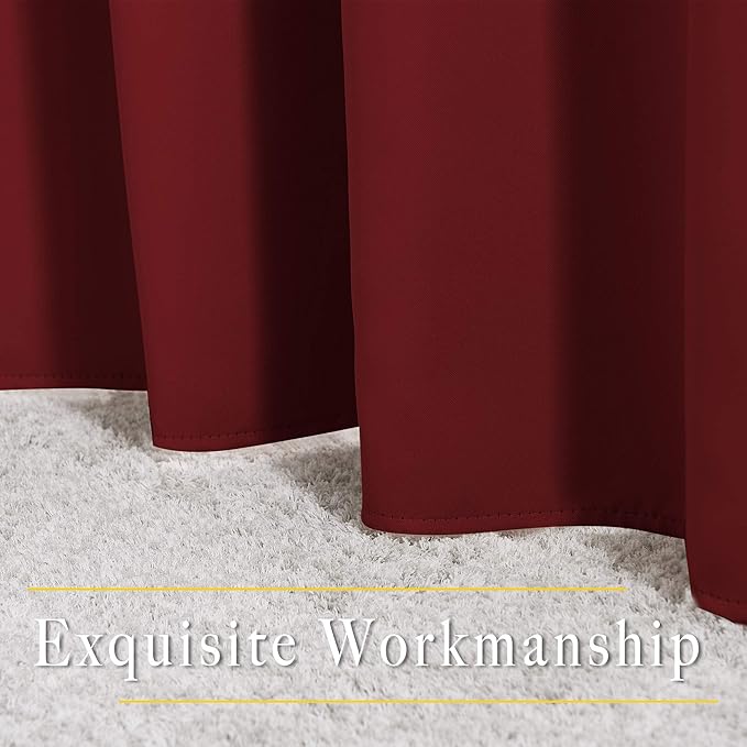 NICETOWN Extra Long Blackout Drapes - (52 inches by 120 inches, Burgundy Red, Set of 2) Window Treatment Light Blocking Privacy Curtain Panels for Home Decoration