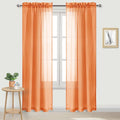 DWCN Orange Sheer Curtains 84 inches Long 2 Panels Set, Home Decoration Rod Pocket Airy & Lightweight Elegant Window Treatments with Light Filtering for Bedroom/Living Room, 2pcs, W42 x L84