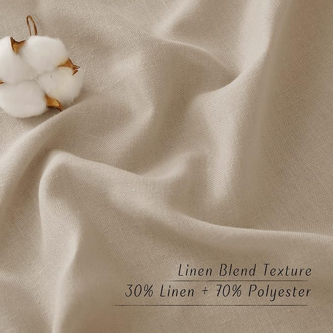 NICETOWN Taupe Linen Doorway Curtains 80 inches Long, Grommet Thick Linen Weave Semi Sheer Window Treatments Privacy Assured with Light Filtering for Bedroom/Side Door, W34 x L80