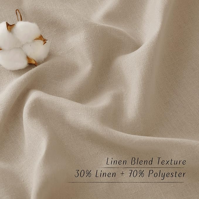 NICETOWN Taupe Short Linen Curtains for Kitchen, Thick Flax Small Window Treatments Semi Sheer Privacy Assured with Light Through for Cafe/Bathroom, W42 x L48, 2 Panels