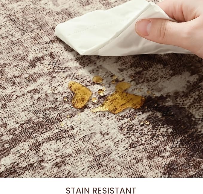 Entrance Rugs Indoor 2x3 Brown Entry Rug Washable Abstract Coffee Small Area Rug Non-Slip Low Pile Throw Rugs for Entryway, Kitchen Floor, Front Door Indoor Door Mat, Bathroom, Bedroom Bedside