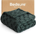 Bedsure GentleSoft Dark Green Spring Throw Blanket for Couch - Checkered Fleece Blankets for Kids Girls, Cute Soft Cozy Throw for Bedroom Home Decor Gifts, 50x60 Inches
