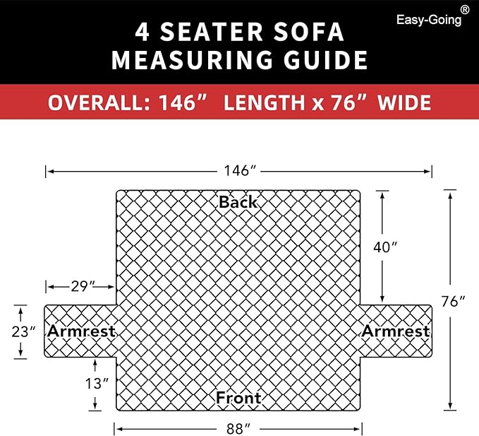 Easy-Going 4 Seater Sofa Slipcover Reversible Sofa Cover Water Resistant Couch Cover with Foam Sticks Elastic Straps Furniture Protector for Pets Children Dog Cat (XX-Large, PeacockBlue/Beige)