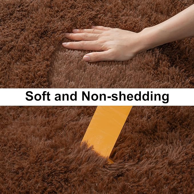 Soft Runner Rugs for Bedroom Hallways, 2x5 Brown Fluffy Shag Throw Area Rug Non Slip for Bedside Dorm, Long Shaggy Furry Carpet for Nursery Living Room