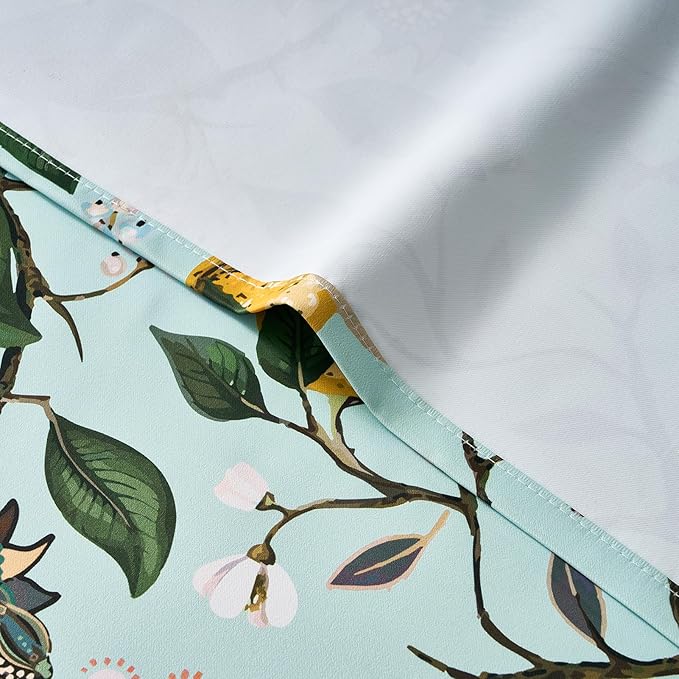 Topfinel 72 Inches Long Floral Curtains for Living Room Vintage French Country Grommet Botanical Hummingbird Woodland Patterned Mint Green Lemon Drapes for Bedroom Dining Living Room