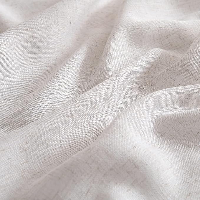 MIULEE White Linen Curtains 90 Inch Length 2 Panels for Bedroom Living Room, Soft Thick Linen Textured Natural Window Drapes Semi Sheer Light Filtering Back Tab Rod Pocket Burlap Look Decor, W37xL90
