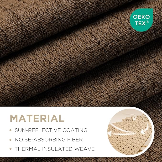 Joydeco Blackout Curtains for Bedroom - 120 Inch Long 100% Light Blocking 2 Panels Cappuccino Drapes, Thermal Insulated Room Darkening Curtains, Linen Textured for Living Room, Rod Pocket & Back Tabs